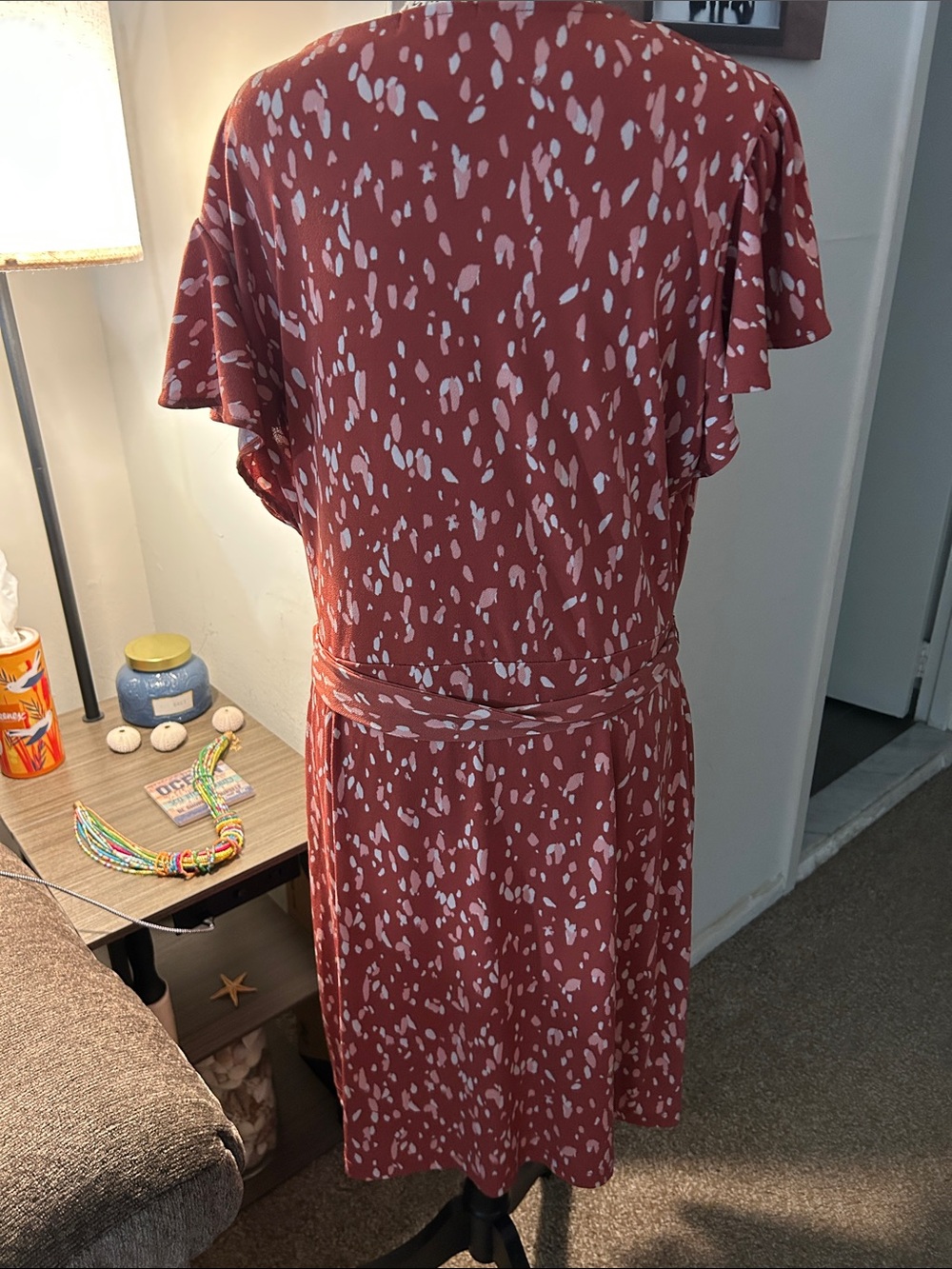 Nine West Rust-Pink Spotted Midi Dress - Picture 2 of 3